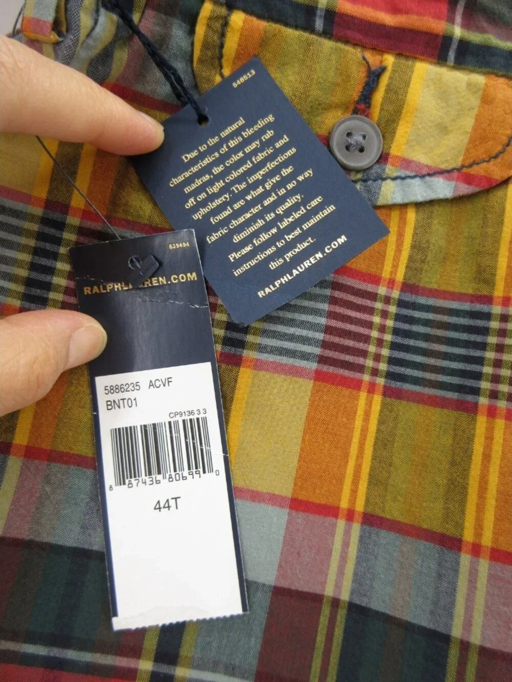 Polo Ralph Lauren Shorts 44 Tall Indian Madras Plaid Preppy Colorful